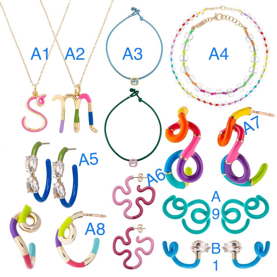 1pcs Bea Bongiasca Full Spectrum Squiggle-Design 9ct Yellow Gold And Enamel